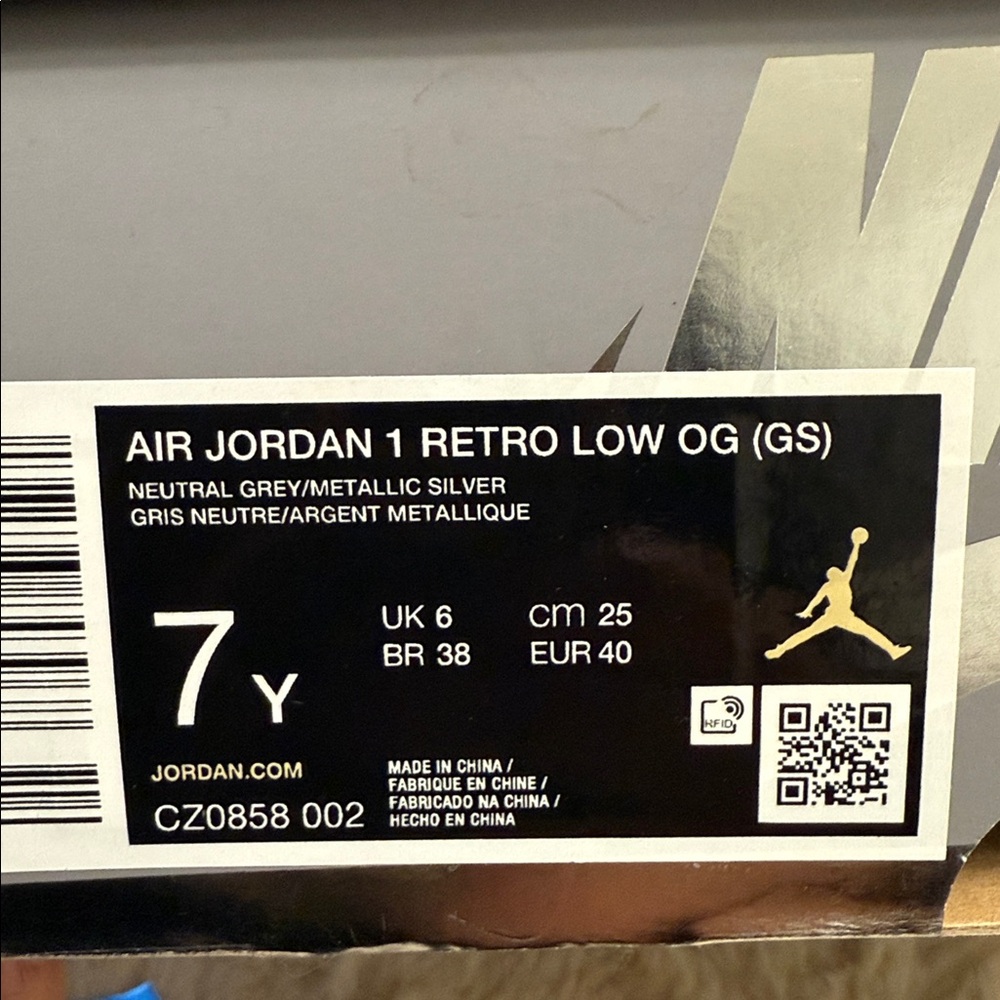 Nike Metallic Gray Air Jordan 1 Retro Low OG Sneakers - Picture 7 of 7